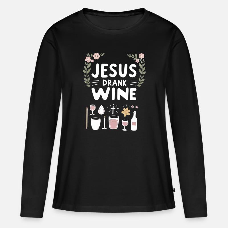 Jesus Drank Wine 8 - Frauen Premium Bio Langarmshirt - Schwarz