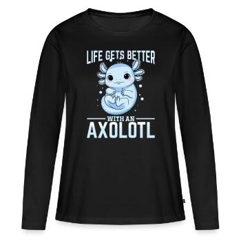 La vie d’un axolotl mignon s’améliore avec un axolotl - T-shirt manches longues Premium bio Femme - noir - Devant - Julia (174cm)