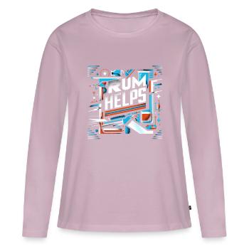 Rum Helps 12 - Frauen Premium Bio Langarmshirt - Altrosa - Vorne - Julia (174cm)