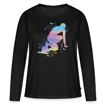 Sprinter Colorsplash Sprintender Sprint - Frauen Premium Bio Langarmshirt - Schwarz - Vorne - Julia (174cm)