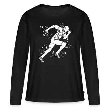 Sprinter Colorsplash Sprintender Sprint - Frauen Premium Bio Langarmshirt - Schwarz - Vorne - Julia (174cm)