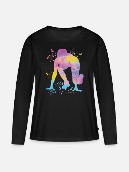 Sprinter Colorsplash Sprintender Sprint - Frauen Premium Bio Langarmshirt - Schwarz