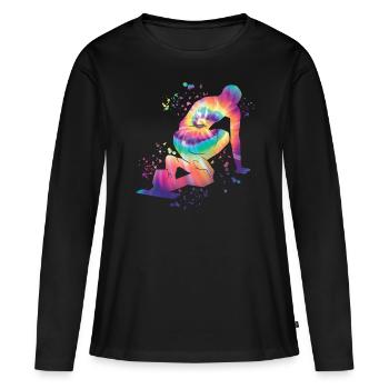 Sprinter Colorsplash Sprintender Sprint - Frauen Premium Bio Langarmshirt - Schwarz - Vorne - Julia (174cm)