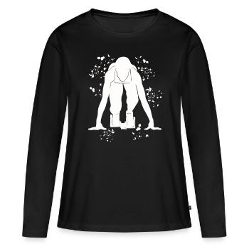 Sprinter Colorsplash Sprintender Sprint - Frauen Premium Bio Langarmshirt - Schwarz - Vorne - Julia (174cm)