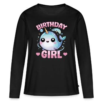Narval Chibi Kawaii - T-shirt manches longues Premium bio Femme - noir - Devant - Julia (174cm)