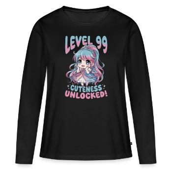 Anime Chibi Kawaii - T-shirt manches longues Premium bio Femme - noir - Devant - Julia (174cm)