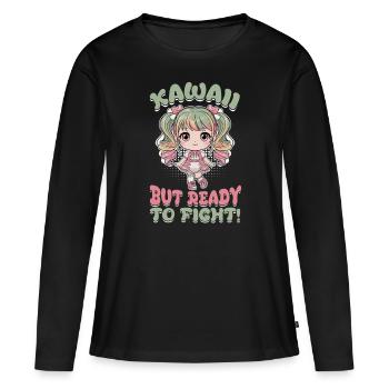 Anime Chibi Kawaii - Frauen Premium Bio Langarmshirt - Schwarz - Vorne - Julia (174cm)