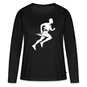 Sprinter Colorsplash Sprintender Sprint - Frauen Premium Bio Langarmshirt - Schwarz - Vorne - Julia (174cm)