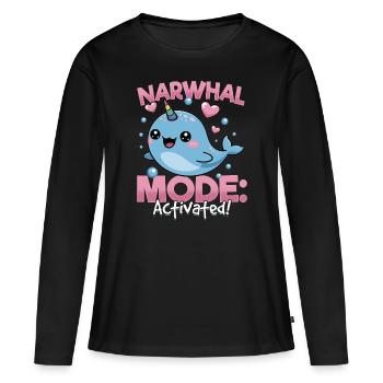 Narval Chibi Kawaii - T-shirt manches longues Premium bio Femme - noir - Devant - Julia (174cm)