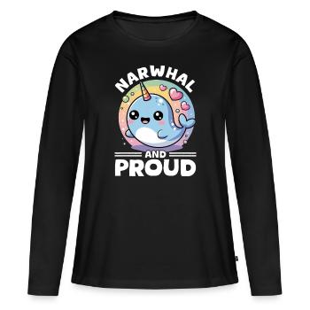 Narval Chibi Kawaii - T-shirt manches longues Premium bio Femme - noir - Devant - Julia (174cm)