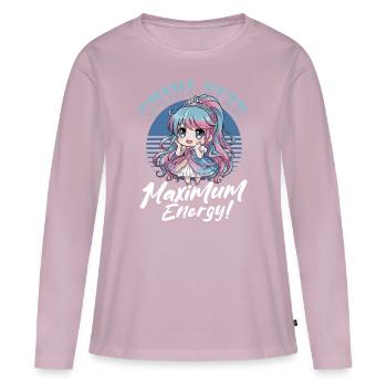 Anime Chibi Kawaii - T-shirt manches longues Premium bio Femme - rose poudré - Devant - Julia (174cm)