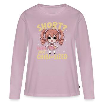 Anime Chibi Kawaii - T-shirt manches longues Premium bio Femme - rose poudré - Devant - Julia (174cm)