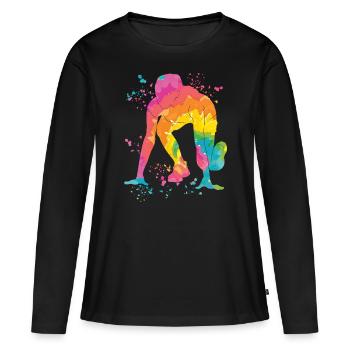 Sprinter Colorsplash Sprintender Sprint - Frauen Premium Bio Langarmshirt - Schwarz - Vorne - Julia (174cm)