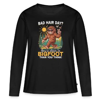 Bigfoot Sasquatch - T-shirt manches longues Premium bio Femme - noir - Devant - Julia (174cm)