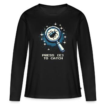 Catch Action Button Gaming Retro Pixel Entomology - Women's Premium Organic Long Sleeve Shirt - black - Front - Julia (174cm)
