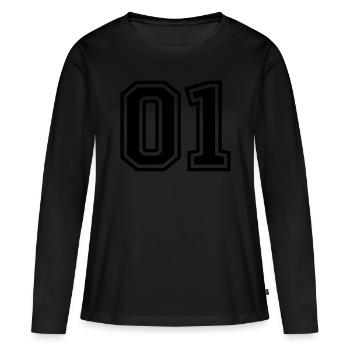 01 eins nummer zahl - Frauen Premium Bio Langarmshirt - Schwarz - Vorne - Julia (174cm)