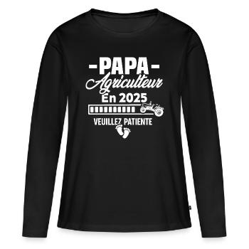 2025 Papa Agriculteur Agriculture Bébé Naissance - T-shirt manches longues Premium bio Femme - noir - Devant - Julia (174cm)