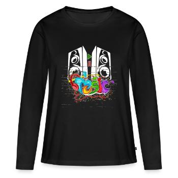Producteur de musique festival DJ été - T-shirt manches longues Premium bio Femme - noir - Devant - Julia (174cm)