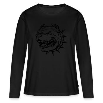 Bulldog head dog - Women's Premium Organic Long Sleeve Shirt - black - Front - Julia (174cm)