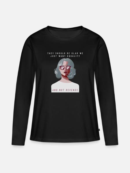 Equality not Revenge - Feminism Design - Frauen Premium Bio Langarmshirt - Schwarz