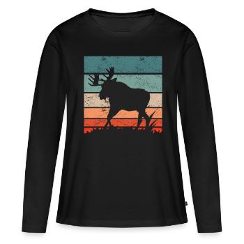 Retro Moose Vintage Moose - Women's Premium Organic Long Sleeve Shirt - black - Front - Julia (174cm)