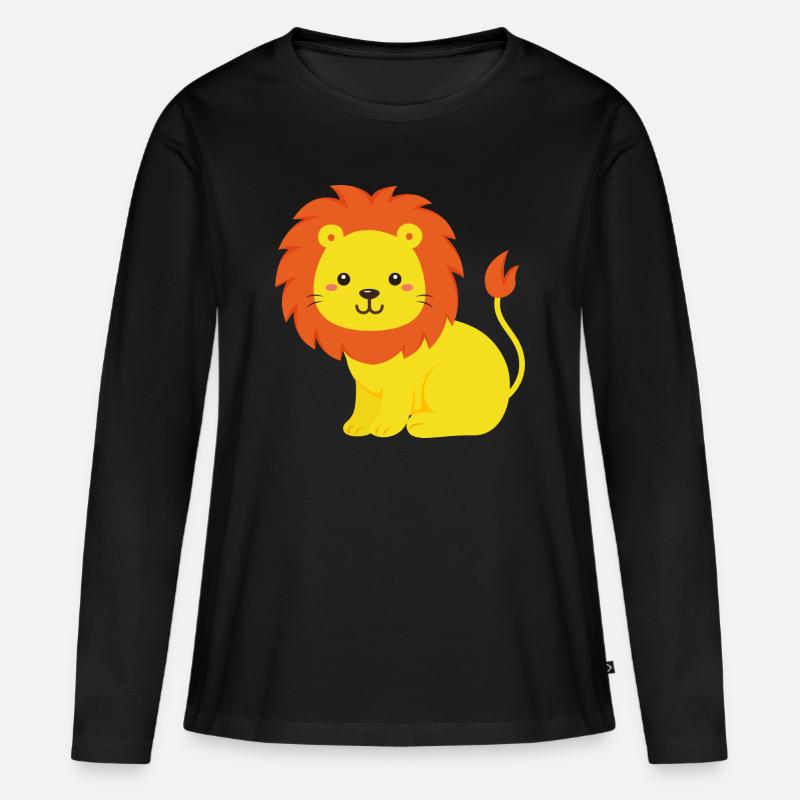 Löwe - Frauen Premium Bio Langarmshirt - Schwarz