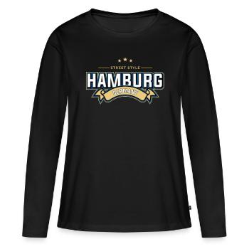 Hambourg - T-shirt manches longues Premium bio Femme - noir - Devant - Julia (174cm)