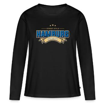 Hambourg - T-shirt manches longues Premium bio Femme - noir - Devant - Julia (174cm)