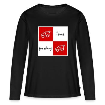 Le temps de l’électrique - T-shirt manches longues Premium bio Femme - noir - Devant - Julia (174cm)