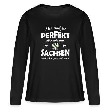 Les Saxons parfaits - T-shirt manches longues Premium bio Femme - noir - Devant - Julia (174cm)
