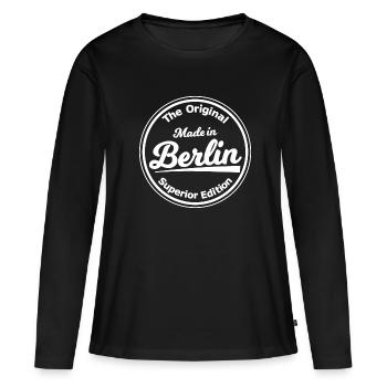 Capitale Berlin - T-shirt manches longues Premium bio Femme - noir - Devant - Julia (174cm)