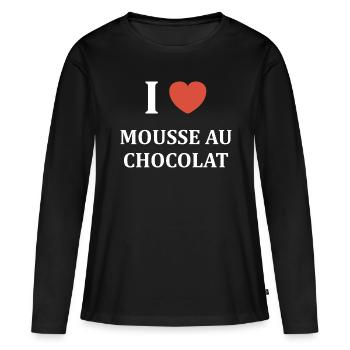 i love mousse au chocolat - T-shirt manches longues Premium bio Femme - noir - Devant - Julia (174cm)