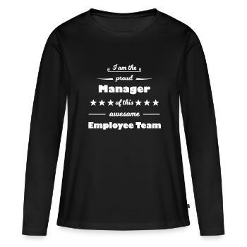 Der Manager - Frauen Premium Bio Langarmshirt - Schwarz - Vorne - Julia (174cm)