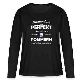 Die Provinz Pommern - Frauen Premium Bio Langarmshirt - Schwarz - Vorne - Julia (174cm)