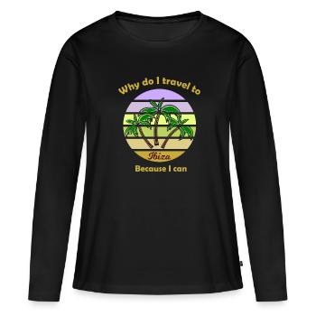 Urlaub auf den Balearen - Frauen Premium Bio Langarmshirt - Schwarz - Vorne - Julia (174cm)