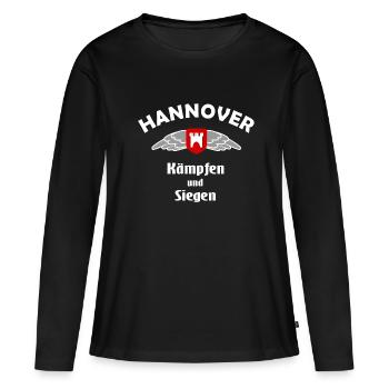 Les fans de Hanovre - T-shirt manches longues Premium bio Femme - noir - Devant - Julia (174cm)
