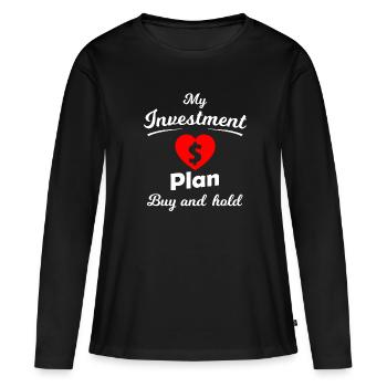 L’idée de la bourse - T-shirt manches longues Premium bio Femme - noir - Devant - Julia (174cm)