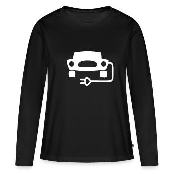 Les voitures électriques - T-shirt manches longues Premium bio Femme - noir - Devant - Julia (174cm)