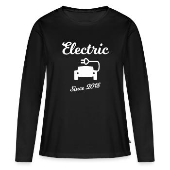Électrique depuis 2018 - T-shirt manches longues Premium bio Femme - noir - Devant - Julia (174cm)