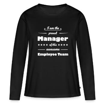 Le drôle de manager - T-shirt manches longues Premium bio Femme - noir - Devant - Julia (174cm)