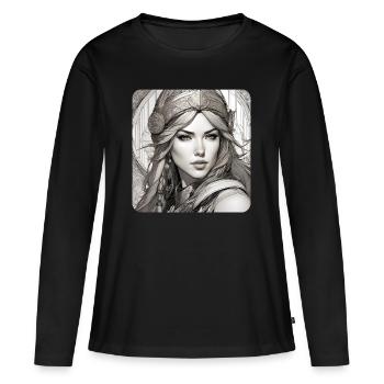 Fantasy Anime Girl Wikinger Germanen Mittelalter - Frauen Premium Bio Langarmshirt - Schwarz - Vorne - Julia (174cm)