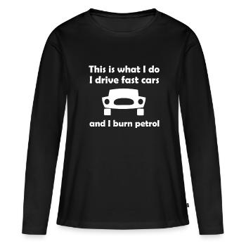 Les amis de l’automobiliste - T-shirt manches longues Premium bio Femme - noir - Devant - Julia (174cm)