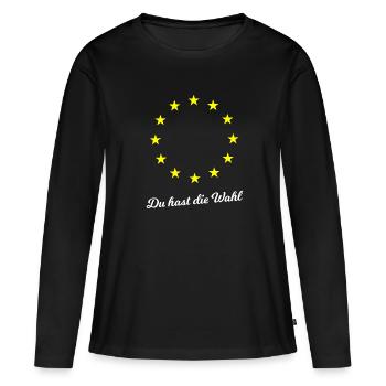 Für Europa wählen gehen - Frauen Premium Bio Langarmshirt - Schwarz - Vorne - Julia (174cm)