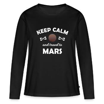 L’espace et les missions spatiales - T-shirt manches longues Premium bio Femme - noir - Devant - Julia (174cm)