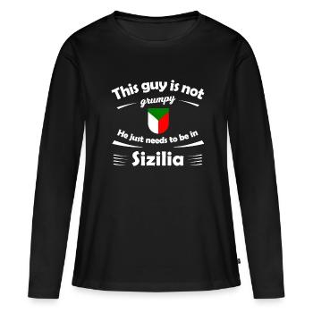 La nostalgie de la Sicile - T-shirt manches longues Premium bio Femme - noir - Devant - Julia (174cm)