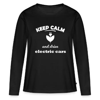 Conduire des voitures électriques - T-shirt manches longues Premium bio Femme - noir - Devant - Julia (174cm)