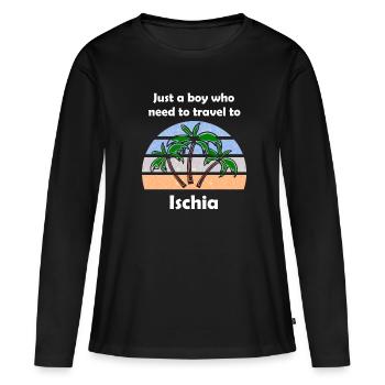 Vacances sur l’île d’Ischia - T-shirt manches longues Premium bio Femme - noir - Devant - Julia (174cm)