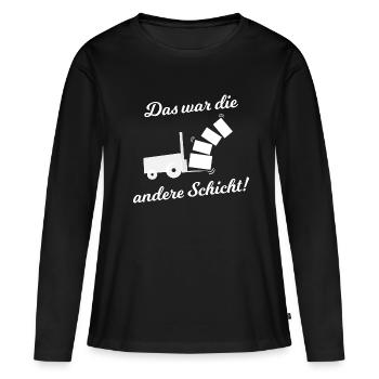 La couche logistique - T-shirt manches longues Premium bio Femme - noir - Devant - Julia (174cm)