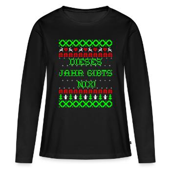 Cadeau de Noël génial avec un chandail moche - T-shirt manches longues Premium bio Femme - noir - Devant - Julia (174cm)