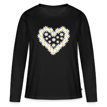 Adorable Heart of Daisies - Women's Premium Organic Long Sleeve Shirt - black - Front - Julia (174cm)